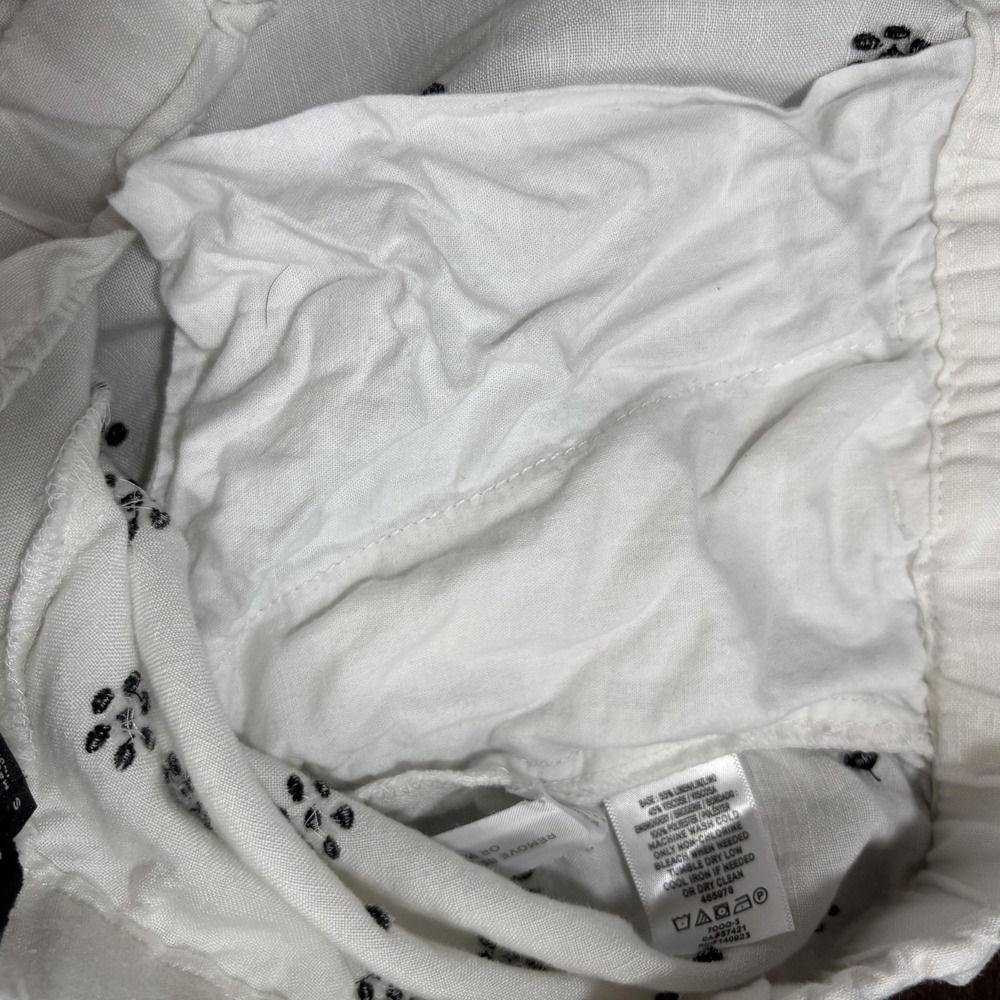LOFT Linen Blend Belted Shorts Womens Small S White Floral Embroidered Elastic - Picture 11 of 11